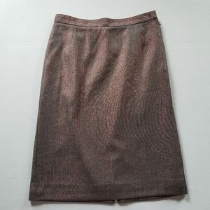 Gray & red metallic pencil skirt
